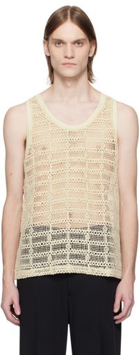 CMMN SWDN SSENSE Exclusive Beige Crocheted Cotton Tank Top