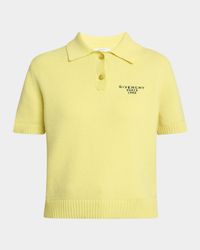 Embroidered Short-Sleeve Wool-Cashmere Polo
