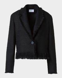 Fringed Boucle Tweed Crop Jacket
