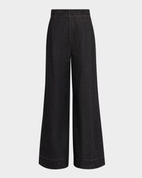 High-Rise Denim Flare Pants