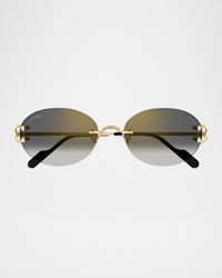 Rimless Metal Round Sunglasses