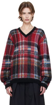 YMC Red & Black Vertigo Tartan Sweater