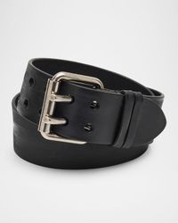 Men's Leather Double-Pin Buckle Belt