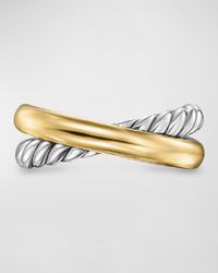 Crossover Ring in Silver with 14K Gold, 8mm