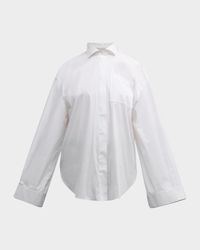 Monili-Cuff Bell-Sleeve Cotton Poplin Shirt