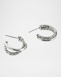 Sterling Silver JH Essential Crossover Earrings, 20.5mm
