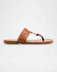 Olivia Leather Flat Slide Sandals