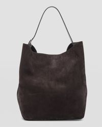 Belted Tote Bag in Suede