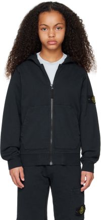 Stone Island Junior Enfant | Pull à capuche 60720 bleu marine en coton bio
