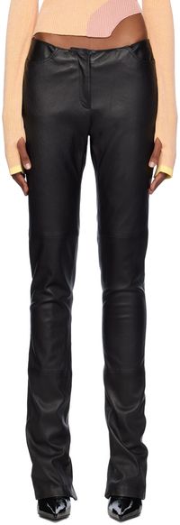 GCDS Black Multi-Zip Leather Pants
