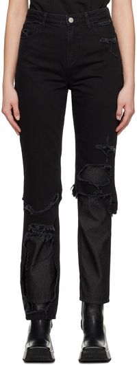 Raf Simons Black Double Destroyed Jeans