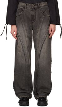 Andersson Bell Black Panel Carpenter Wide-Leg Jeans