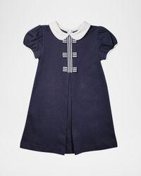 Girl's Knit Dress with Stripe Ribbon Bows, Size 2-6