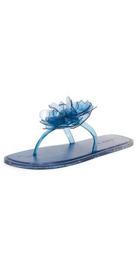 FARM Rio Exclusive Flower Jelly Flat Sandals Blue 10/11