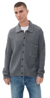 Universal Works Charlie Waffle Cardigan Grey L