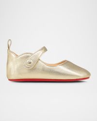 Girl's Love Chick Metallic Leather Ballerina Shoes, Baby