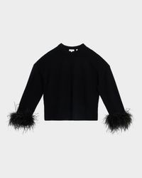 Wilda Feather-Trim Crewneck Sweater