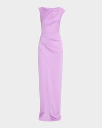 Braden Pleated Side-Slit Column Gown