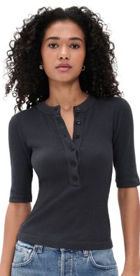 Citizens of Humanity Nali Short Sleeve Henley White L