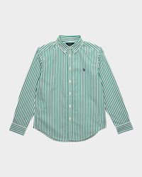 Boy's Striped Cotton Poplin Shirt, Size S-XL