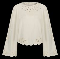 Fabienne Chapot - Blouse droite en coton bio mélangé brodé - Taille 40 - Blanc