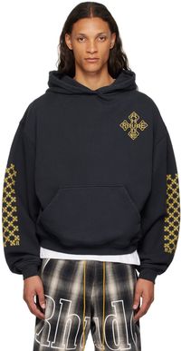 Rhude SSENSE Exclusive Black Cross Hoodie