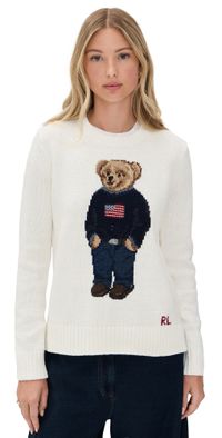 Polo Ralph Lauren American Flag Bear Sweater Deckwash White XXL
