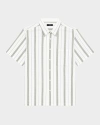 Men's Summer Dobby Stripe Short-Sleeve Shirt