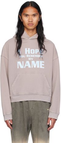 We11done Taupe Lettering Hoodie