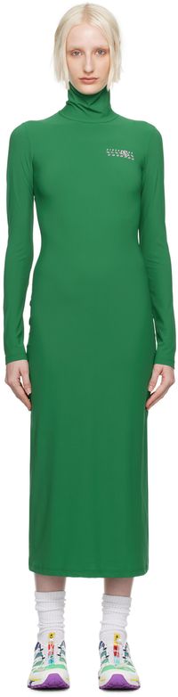 MM6 Maison Margiela Robe midi verte à logos imprimés
