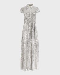 Miranda Short-Sleeve Sequined Maxi Dress