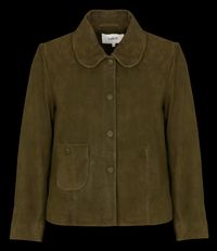 Ba&sh - Veste courte en cuir velours - Taille 4 - Kaki
