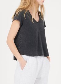 American Vintage - Tee-shirt droit Col V en coton - Taille L - Noir