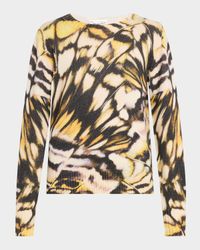 Butterfly Print Wool Crewneck Sweater