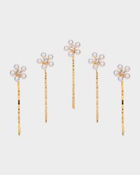Zaya Set Of 5 Floral Pearly Bobby Pins