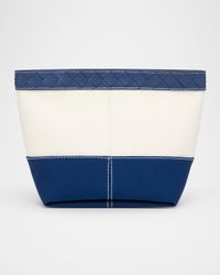 Leather-Trim Canvas Pouch Bag