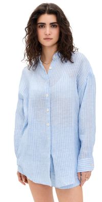 Vitamin A Playa Boyfriend Shirt Summer Stripe L