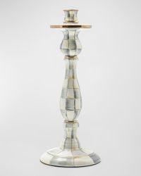 Sterling Check Enamel Candlestick Holder, Large