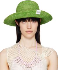 Ruslan Baginskiy Green Straw Bucket Hat