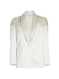 Women's Ivan Faux Pearl & Crystal-Embellished Blazer - Off White - Size Large