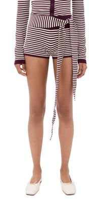 Seven Wonders Mischief Knit Hot Shorts Wine Stripe L