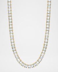 x Christina Adamo 18K Gold North-South Emerald-Cut Prong-Set Diamond Tennis Necklace, 16"L, 22.20tcw