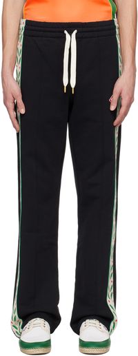 Casablanca Pantalon de survêtement noir à garnitures à feuilles de laurier