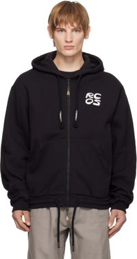 RCOS Pull à capuche noir à glissières et à logos étagés