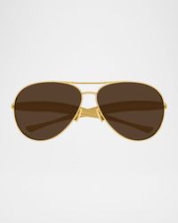 Curved Metal Aviator Sunglasses
