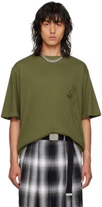 LU'U DAN Khaki Embroidered T-Shirt