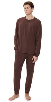 Eberjey Henry Long PJ Set Chocolate XL