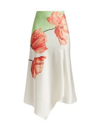 Women's Harmony Floral Satin Midi-Skirt - Dream Life Sharp Green - Size 14