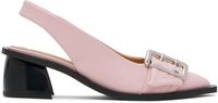 GANNI Pink Feminine Buckle Slingback Heels