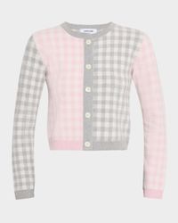 Fun Mix Gingham Check Cropped Cardigan